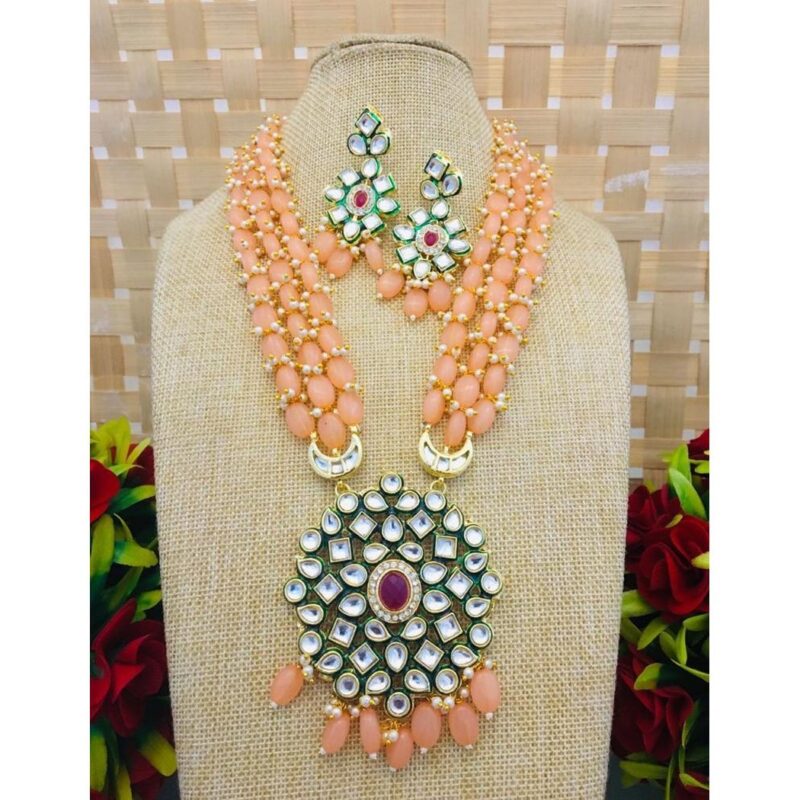 Long Kundan Necklace Set - Image 2