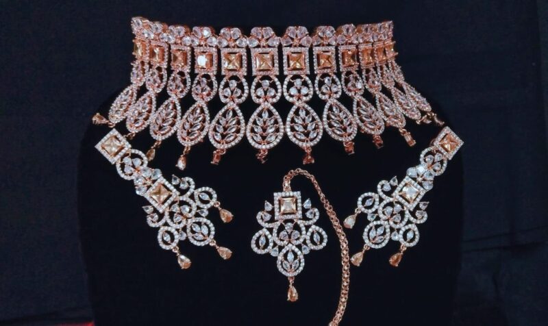 Golden American Diamond Necklace