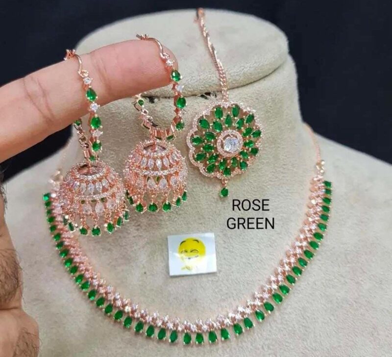 Rose Blue CZ Necklace Set - Image 4